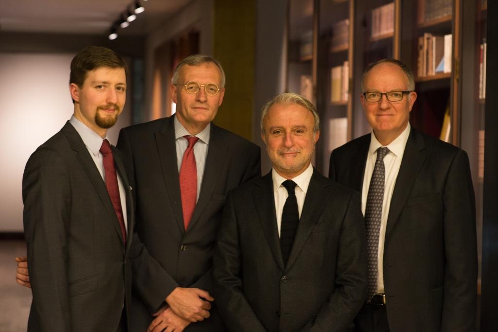 Behind “Armenia: Masterpieces from an Enduring Culture” – Prof. Meyer, Prof. van Lint, Mr Manoukian, and Mr Ovenden (left to right)